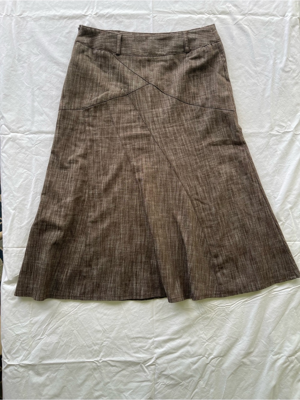 Larry Levine Brown A-Line Panel Skirt